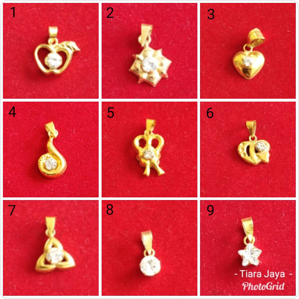 Tiara Jaya- Liontin Mainan Rantai Permata Putih Emas Asli Kadar 700 70% Berat 0.5 Gram