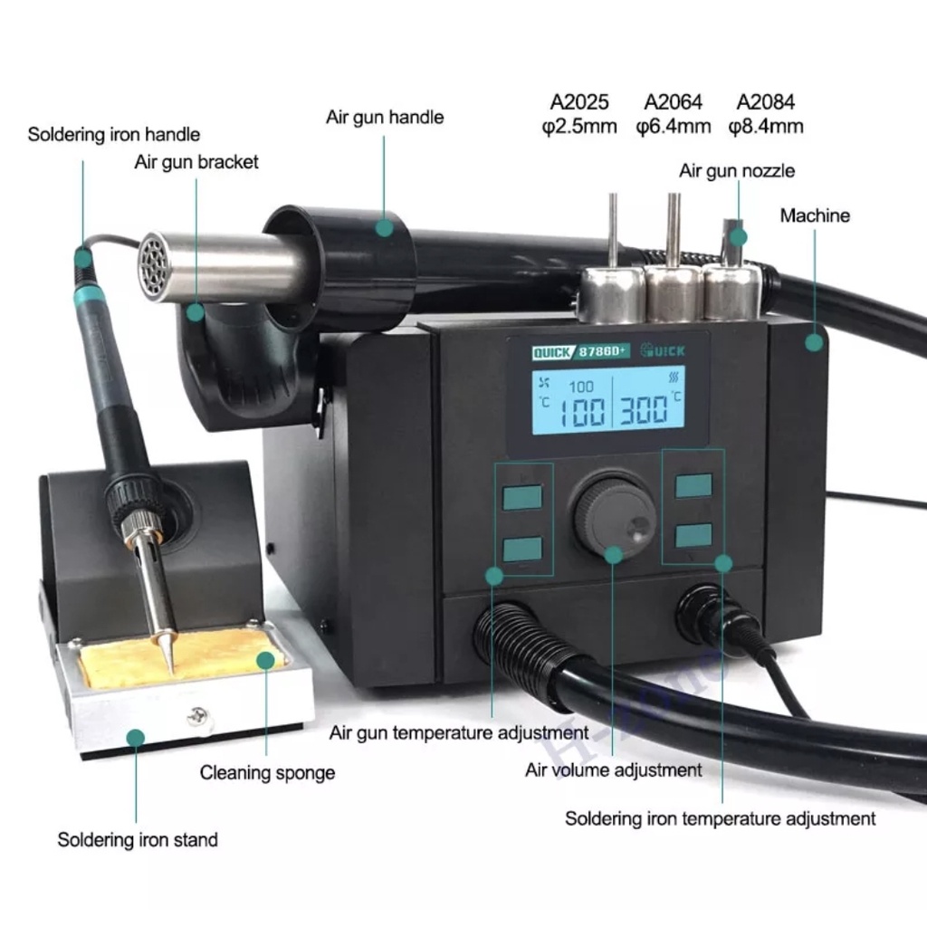 BLOWER / SOLDER UAP QUICK 8786D+ 2IN1 ORIGINAL / ALAT SERVIS SERVICE HP LENGKAP TERELANGKAP TERMURAH