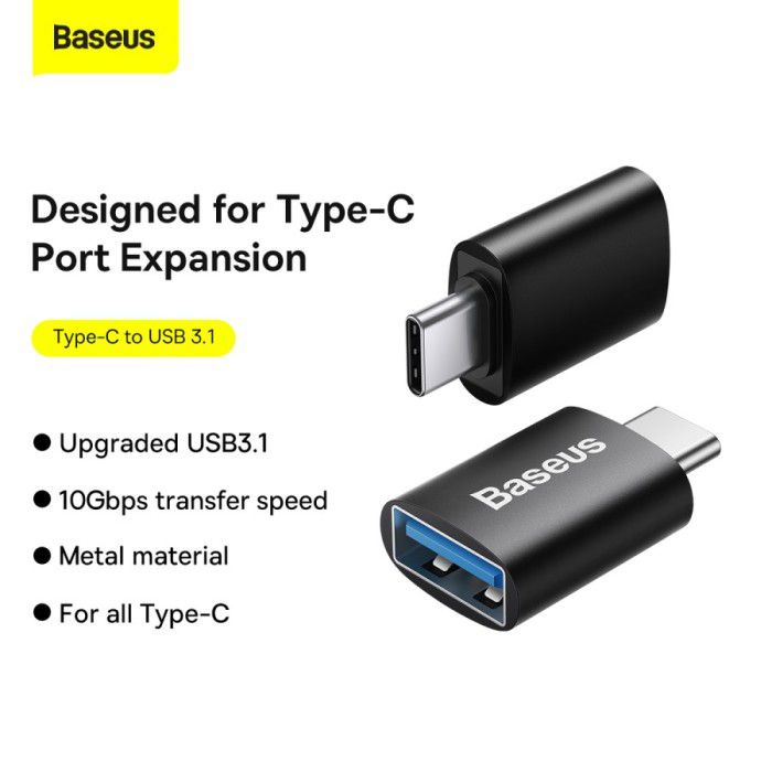 Baseus Mini Adaptor OTG Type C to USB 3.1 - Type C Male to USB Female - Garansi Resmi 6 Bulan