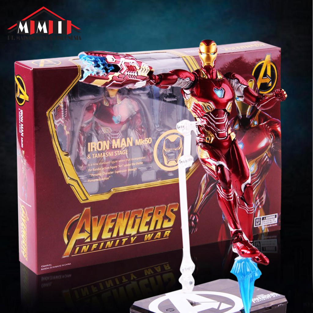  Mainan  Action Figure Karakter Avengers shf Iron  Man  mk50 