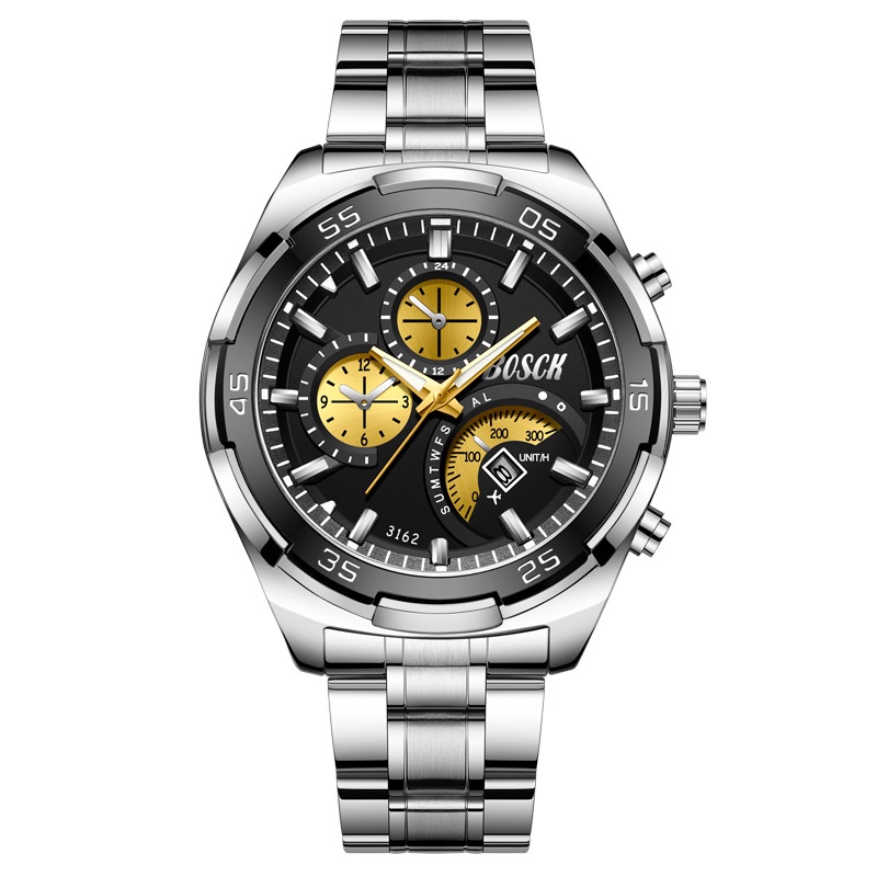 Jam Tangan Pria Rantai Anti Air Original Luxury Stainless Steel BOSCK Terbaru 2025