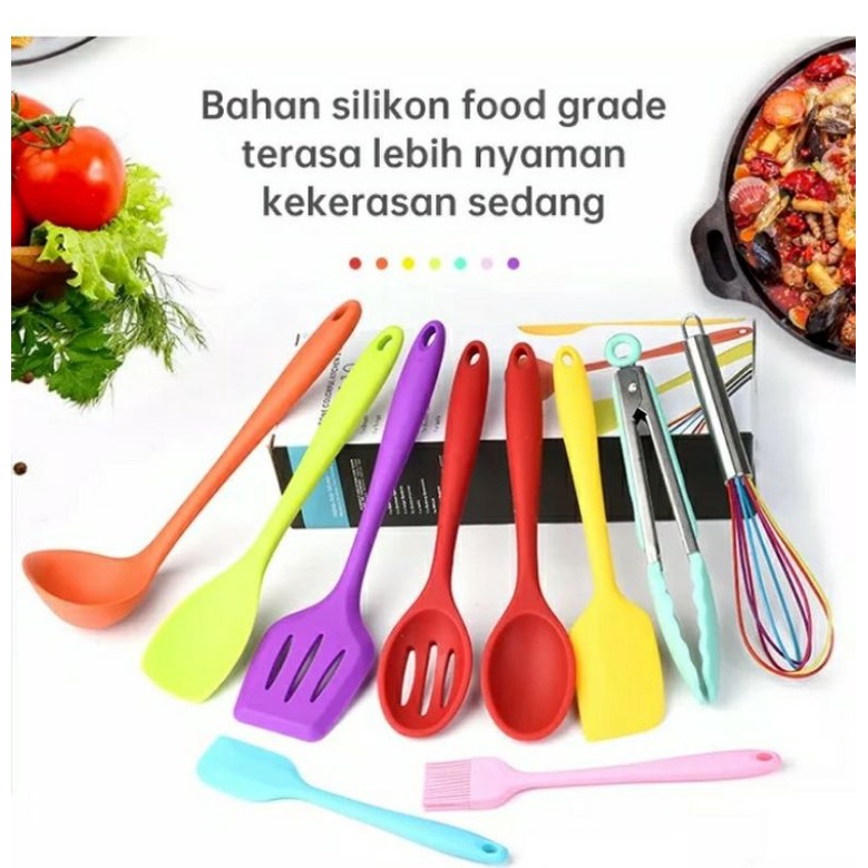 Sutil Silikon 10pcs Spatula Tahan Panas Multicolor