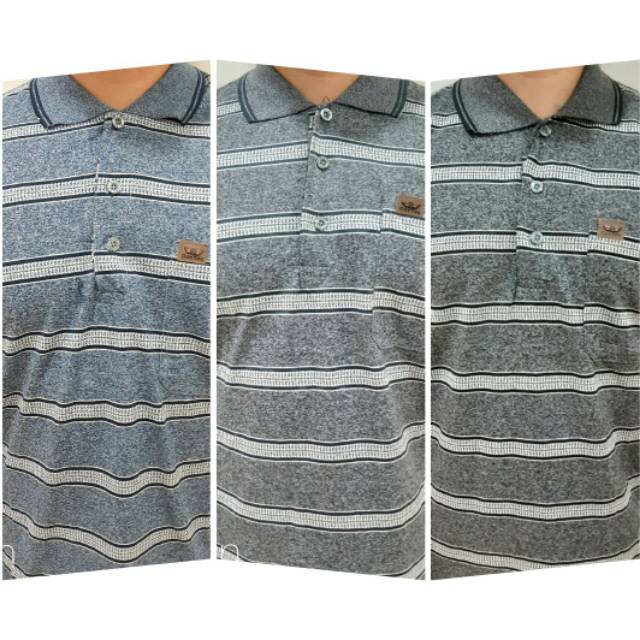 Kaos Kerah Wangki Salur Pria Dewasa