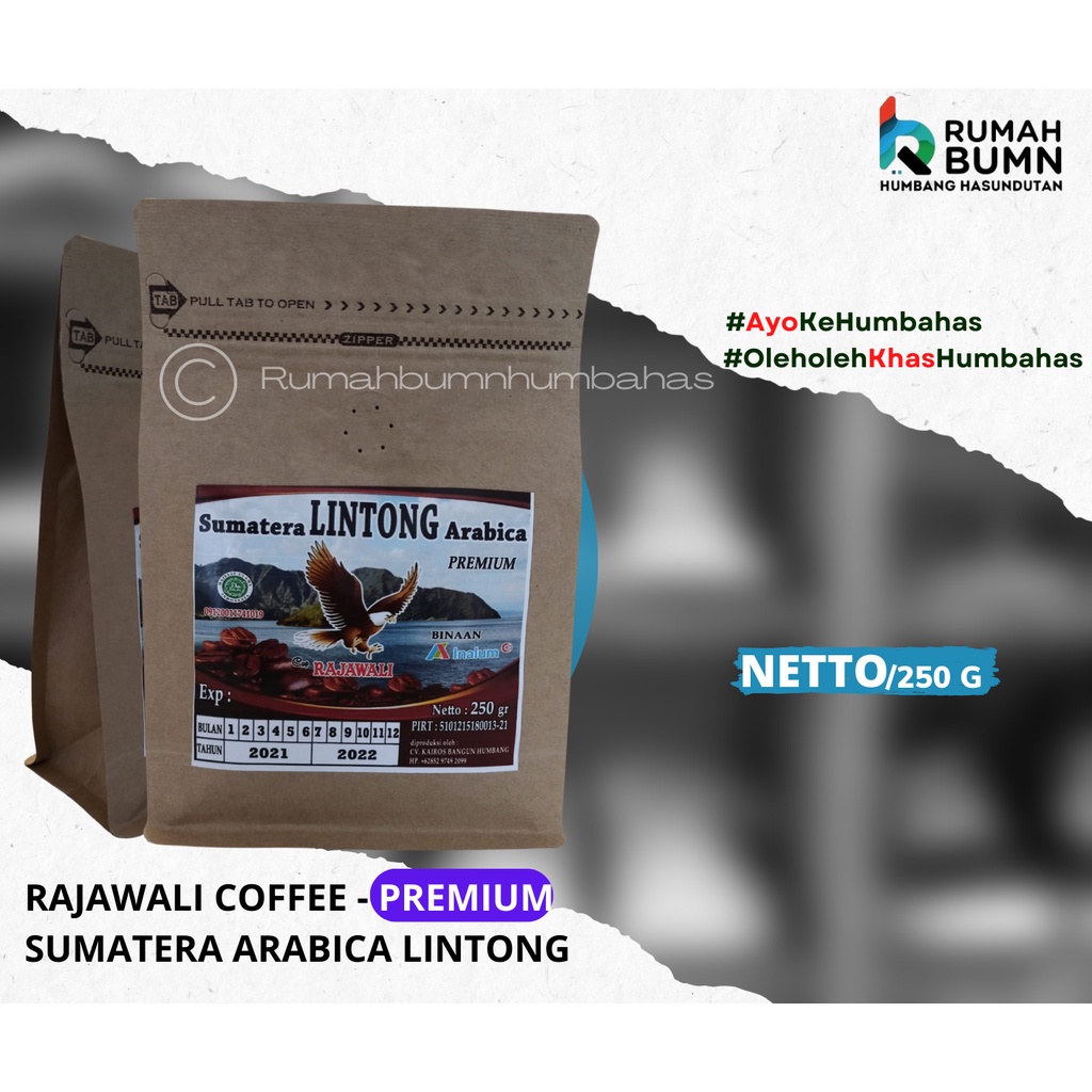 

RAJAWALI COFFEE PREMIUM - SUMATERA ARABICA LINTONG 250 Gr/OLEH -OLEH KHAS HUMBAHAS