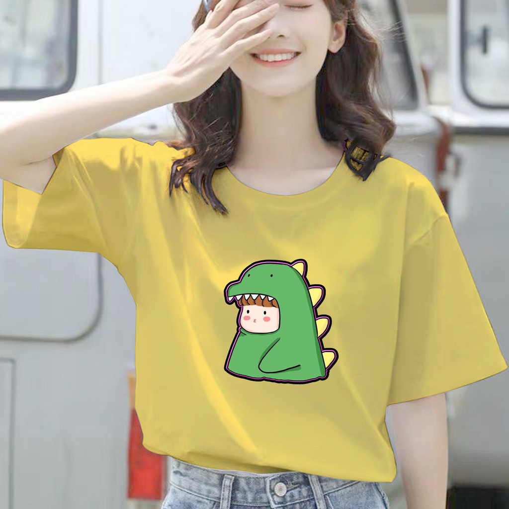 CALVIERO SHOP - BAJU KAOS ATASAN WANITA PRINT DINO GIRL