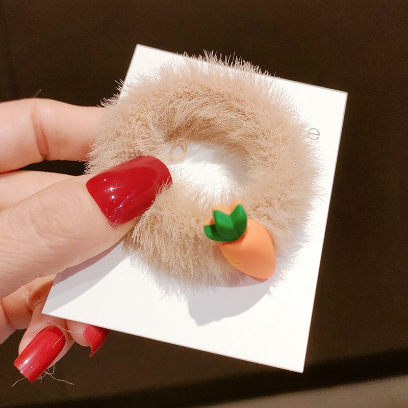 MURMURE.ID | IKAT KARET RAMBUT BULU EARTH WARM TONE IKAT RAMBUT IMPORT KOREA STYLE LUCU MURAHHA160-KHAKI CARROT