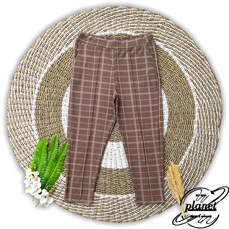 CELANA PANJANG WANITA BIG SIZE JUMBO MOTIF KOTAK KOTAK TARTAN PANTS BAWAH PENSIL PINGGANG KARET CELANA HARIAN CEWEK DEWASA BAHAN MELAR
