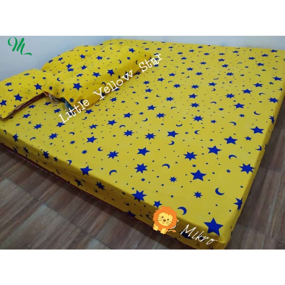 Sprei Fitted Karet Sprei Abstrak Bulan Bintang Navy Kuning Sprei Moonstar Sprei Bulbin Sprei Bintang