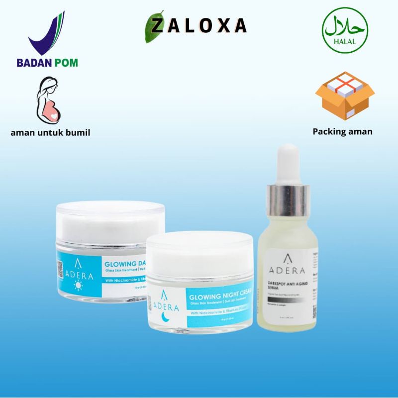 Paket Adera Cream, Facial Wash, Toner, Wajah Glowing Putih Bersih Bebas Jerawat Kusam Flek Bintik Hi