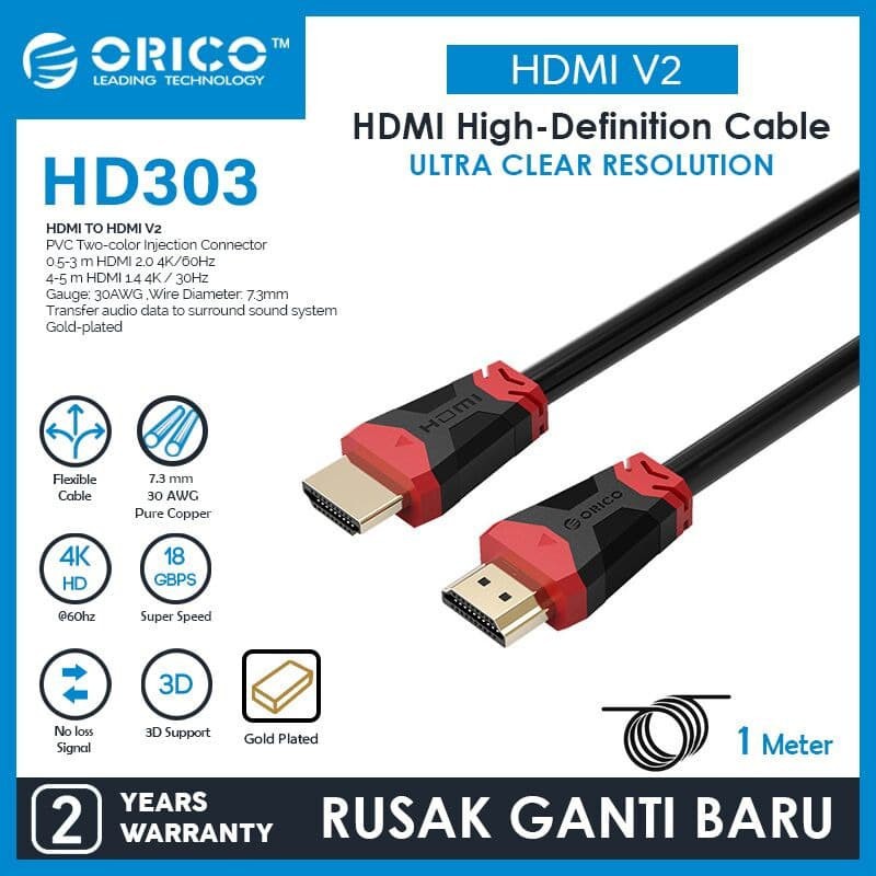 Orico HD303-20 Kabel HDMI V2/ 4K HD Gold Plated Cable 2 Meter