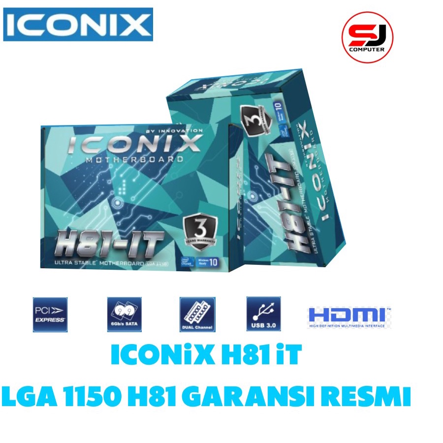 Motherboard Iconix H81 IT (Mobo Gen 4 LGA 1150 H81 DDR3 USB3 HDMI)