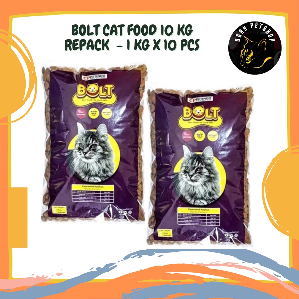 Makanan Kucing BOLT Kemasan 10 Kg (1 kg x 10 Pcs) | BOLT 1 Kg X 10 Pcs Khusus Grab/Gojek