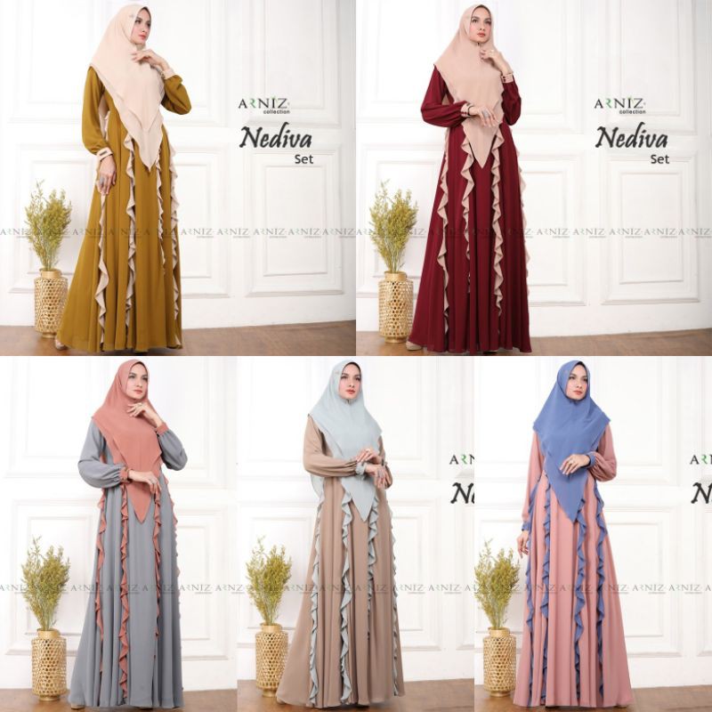 GAMIS SET NEDIVA SET ORIGINAL BY ARNIZ COLLECTION, TERBARU