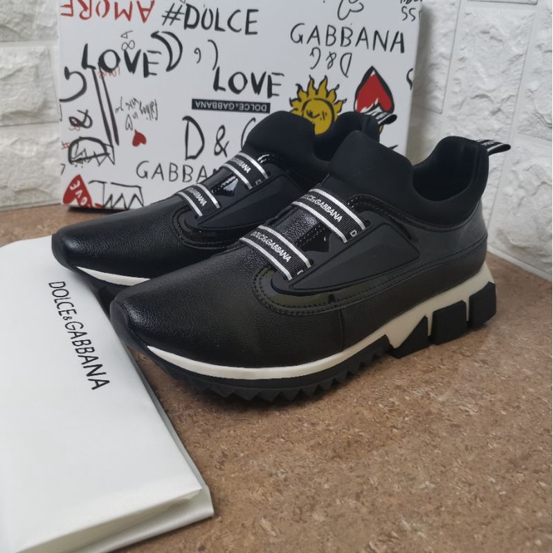 sepatu dolce gabbana sneaker pria D&amp;G mirror super premium hitam kulit asli leather shoes Black cowo