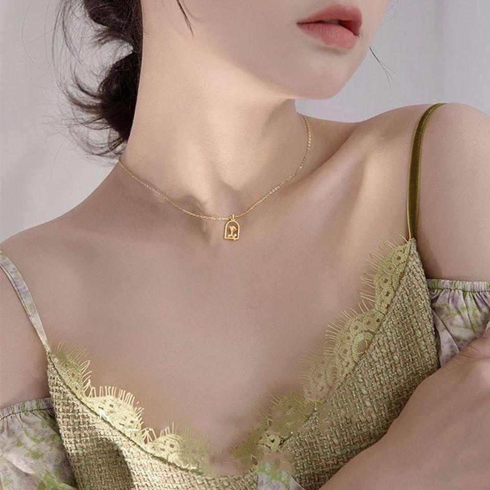 Mxbeauty Kalung Gaya Korea Mewah Elegan Hadiah Perhiasan Tembaga Retro Sederhana Perempuan Sweater Rantai