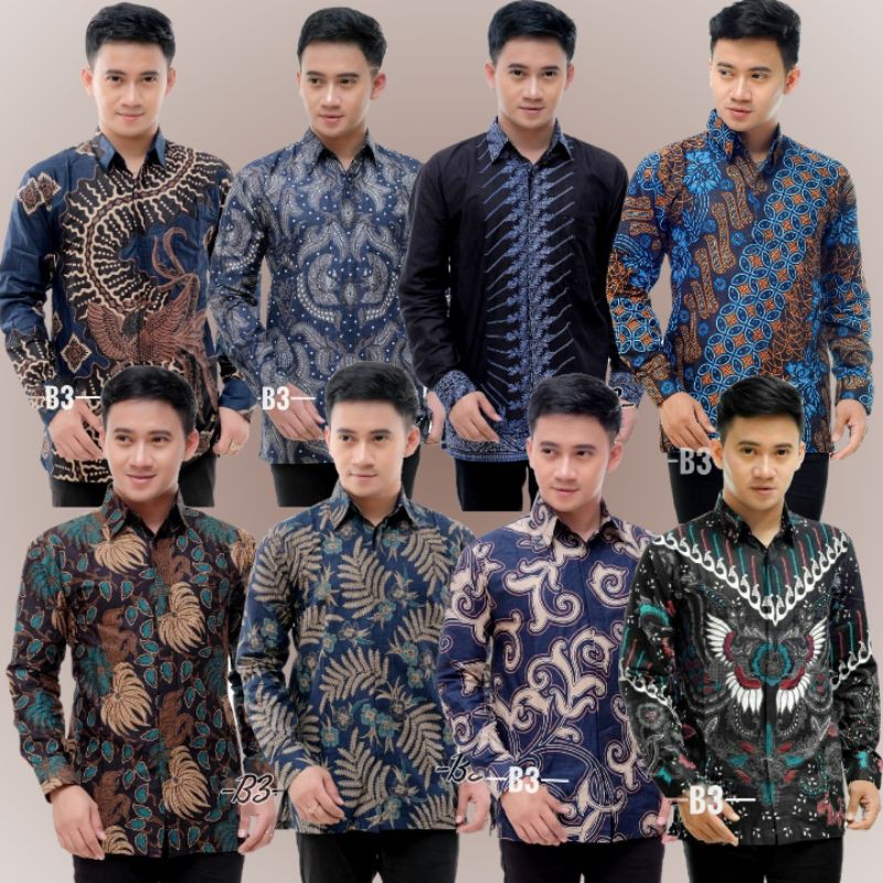 Kemeja pria lengan panjang  batik Pria Motif  kupu putih promo diskon