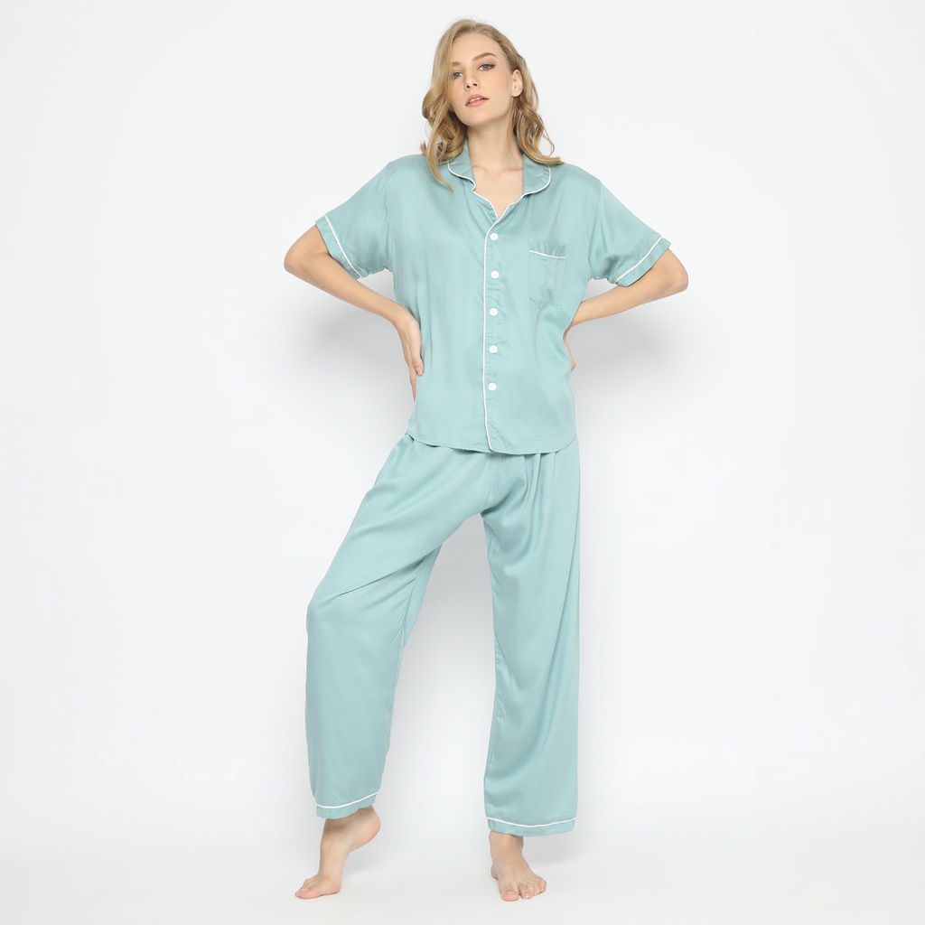 Piyama set Mint ROMANTIC Premium Viscose Rayon pajamas baju tidur - XS