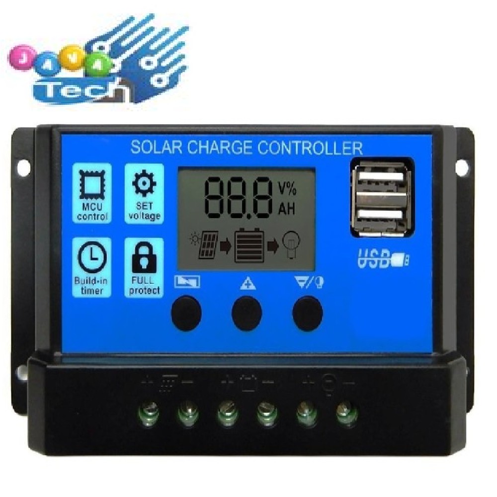 Solar Charge Controller PWM LCD Display Dual USB Output 12V/24V 10A