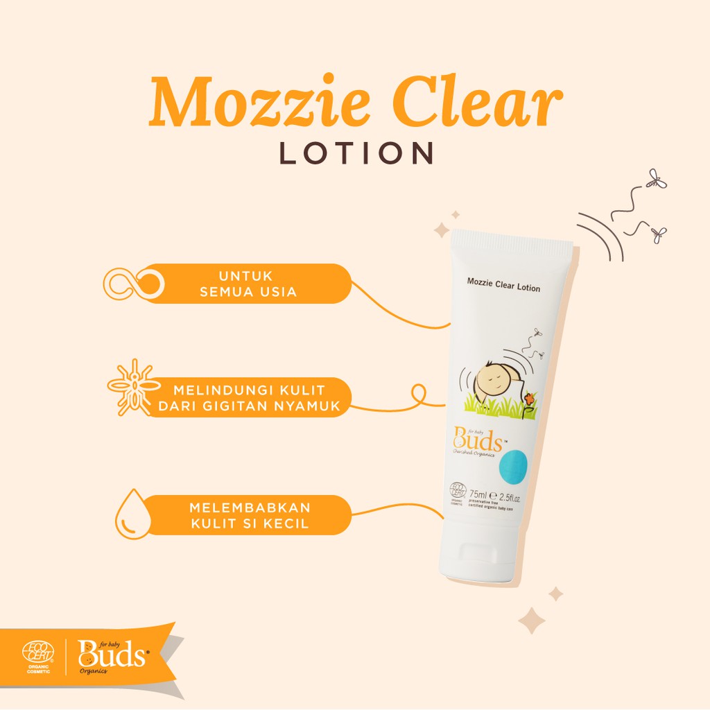 Buds Organics - Mozzie Clear Lotion Everyday 75ml - Lotion Anti Nyamuk Organik