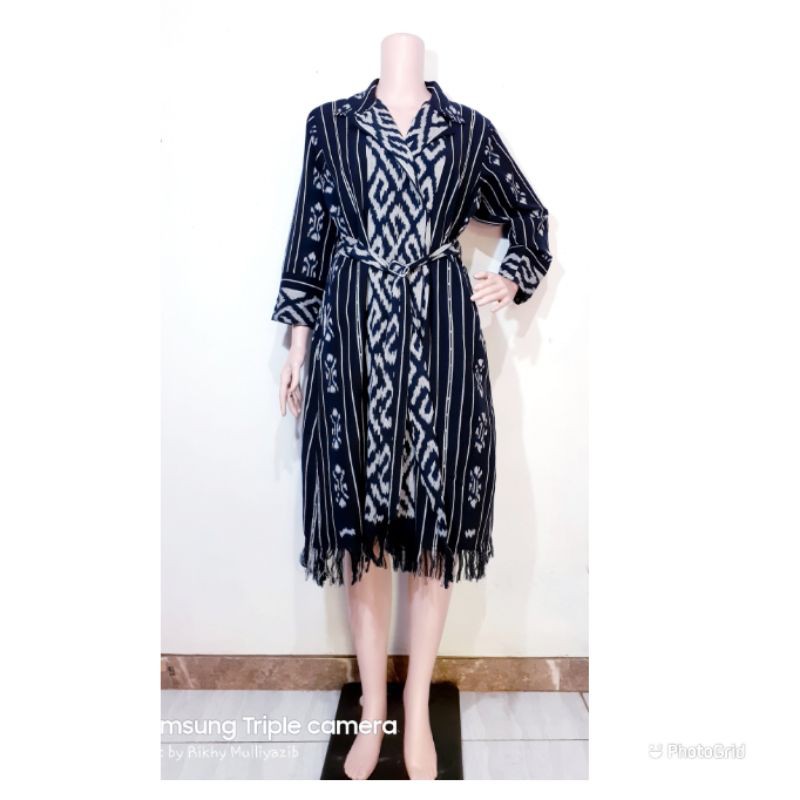 Dress kerah jaz outer tenun blangket DTB2