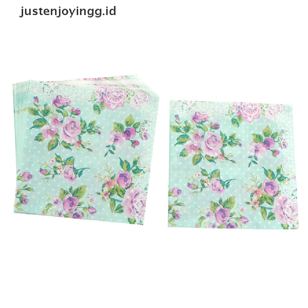 // justenjoyingg.id // design color printing paper napkins rose festive party tissue floral decoration 20pcs ~