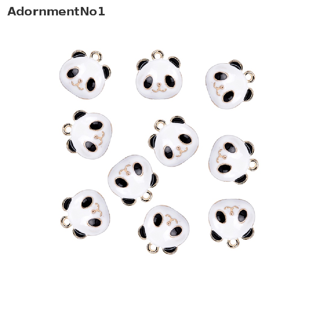 (AdornmentNo1) 10pcs / Set Liontin Enamel Bentuk Panda Bahan Alloy Untuk Kerajinan Tangan DIY Charms