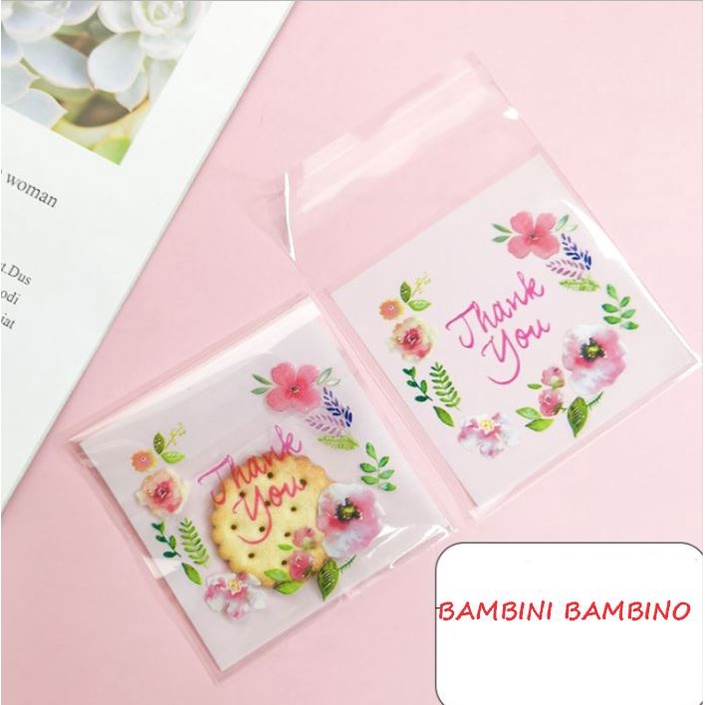 

100 pcs Plastik Cookies Permen Kue Fancy Coklat 7x7 Thank You