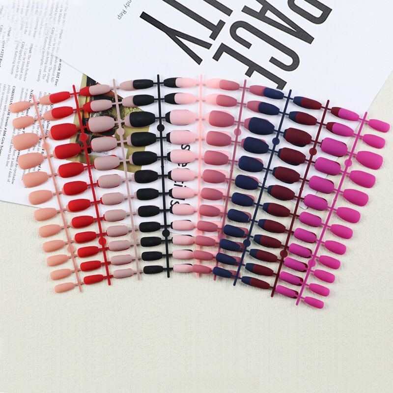 24 Pcs Kuku Palsu Matte Kuku Palsu Polos Kuku Palsu Polos Warna Warni Kuku Palsu Doff Premium Kuku P