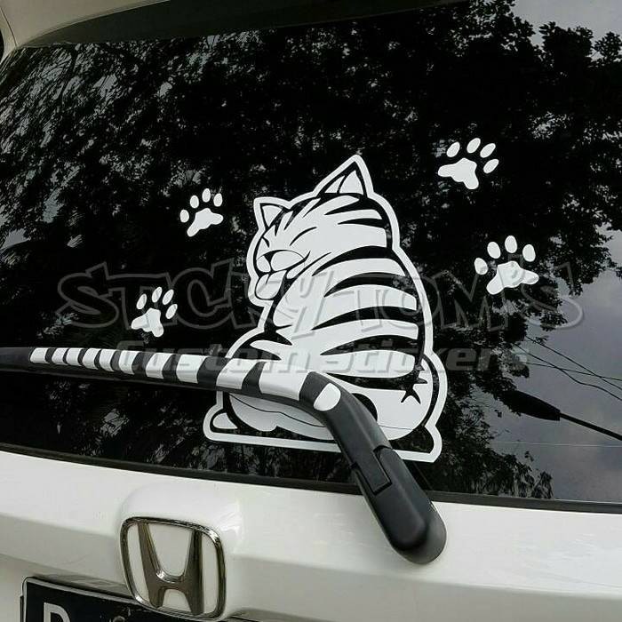Stiker Wiper Mobil Kucing Goyang Ekor Car Decal Sticker Cat Tail Tebal