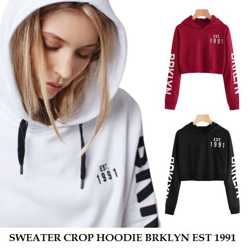 Sweater Crop Hoodie BRKLYN EST 1991 Fit L