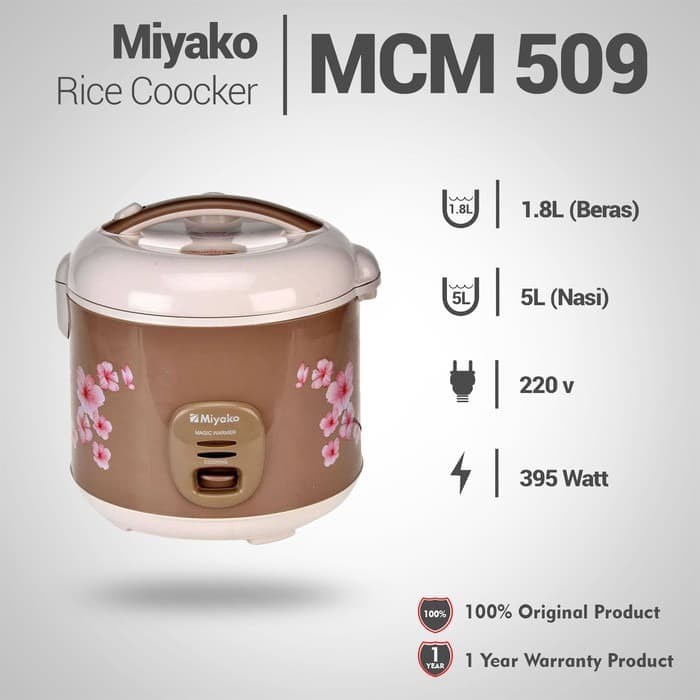 MIYAKO Rice Cooker 1.8 Liter 3in1 MCM509 body sangat elegan mantap
