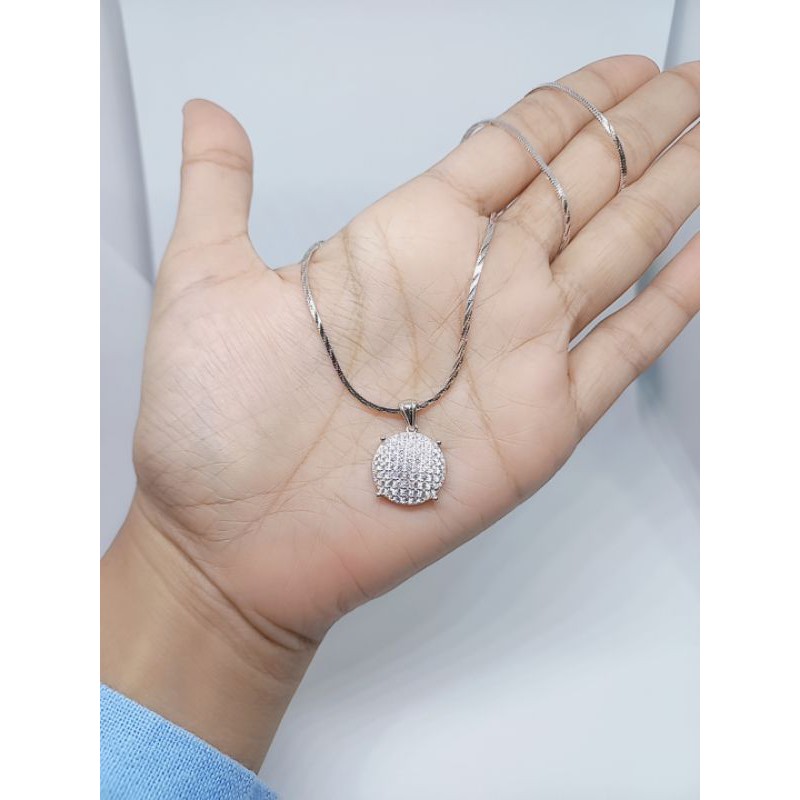 kalung kasandra ukir silver925 + liontin di*r full mp / kalung perak asli lapis mas putih