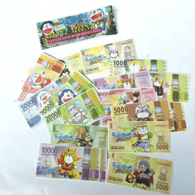 Mainan Uang Uangan Mini Money Toys Doraemon Princess Naruto Boboiboy Lucu Murah