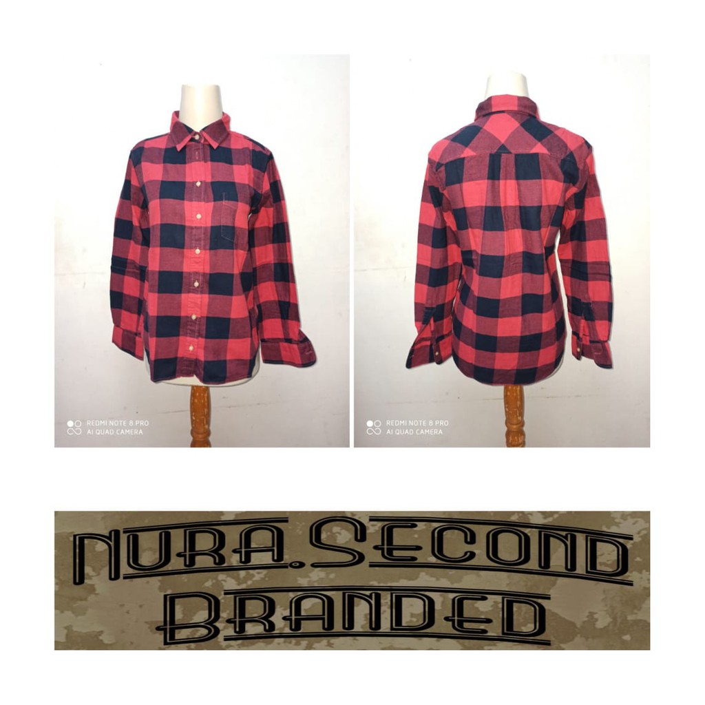 Baju Kemeja Flannel Uniqlo Tartan Wanita Original