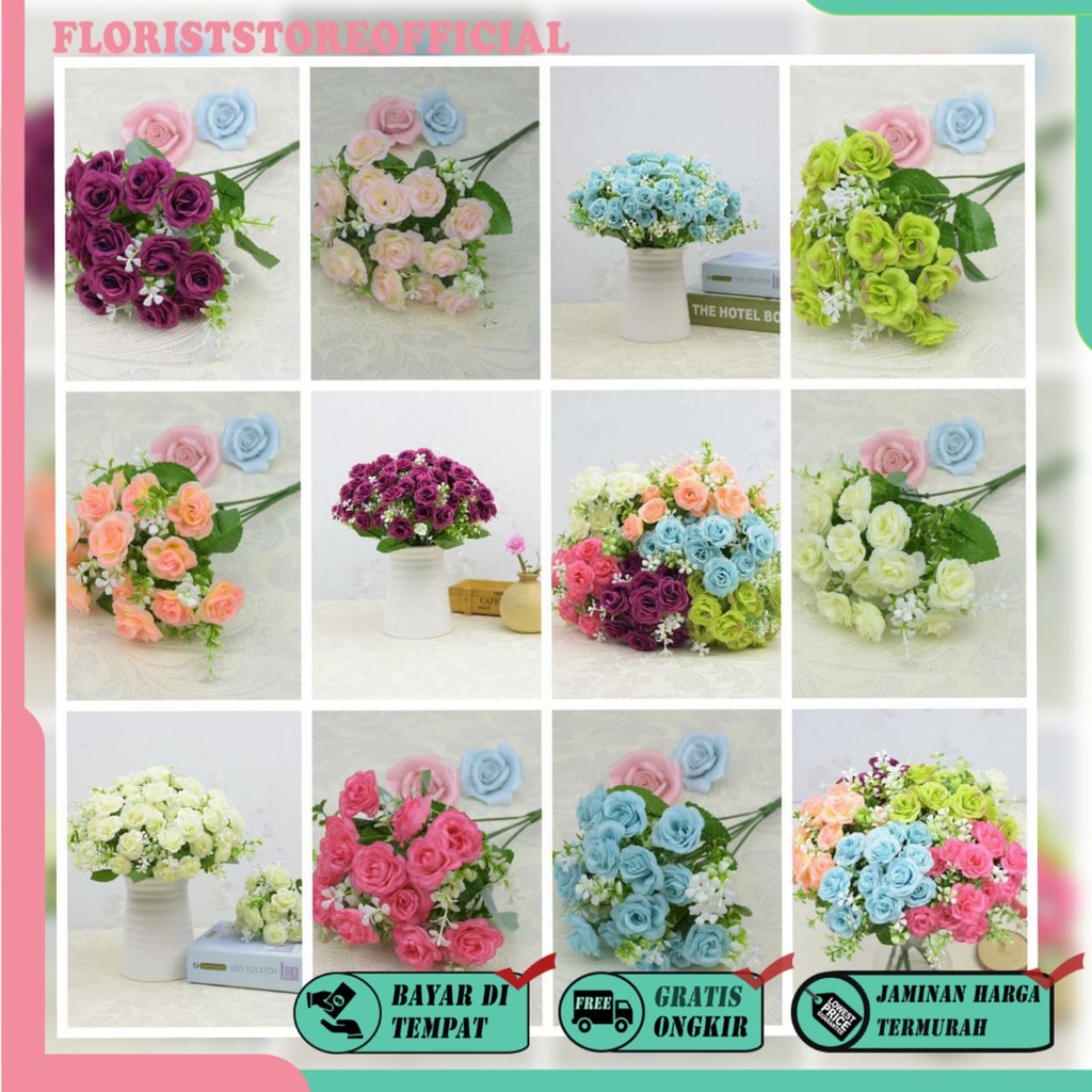 COD BUNGA MAWAR  BUNGA TANGKAI PLASTIK BUNGA ARTIFISIAL BUNGA PAJANGAN IMITASI BUNGA HIASAN BT9007