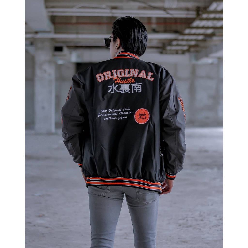 THE BOJIEL ORIGINAL Jaket Baseball Varsity  Bomber Bordir Emblem Oversize Terbaru Pria Wanita Kekinian