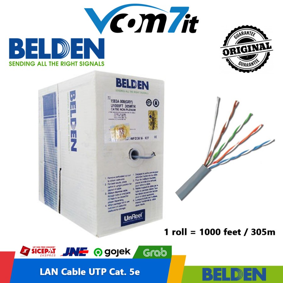 Jual Kabel Lan Belden Utp Cable Cat E Cat E Original Usa Roll Dus M Shopee Indonesia