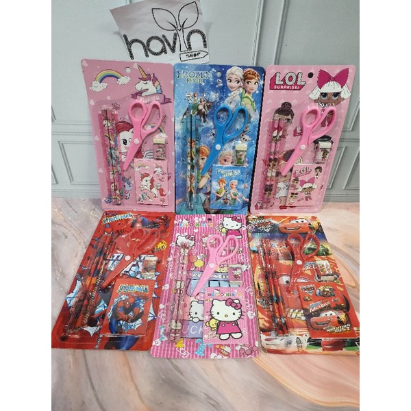 paket alat tulis lengkap/stationery set SCISSOR/study set ada memo GUNTING-1