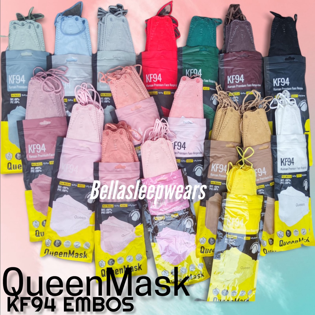 QUEENMASK KF94 EMBOS /10 - MASKER PREMIUM KF94 QUEEN MASK 4PLY MEDICAL GRADE