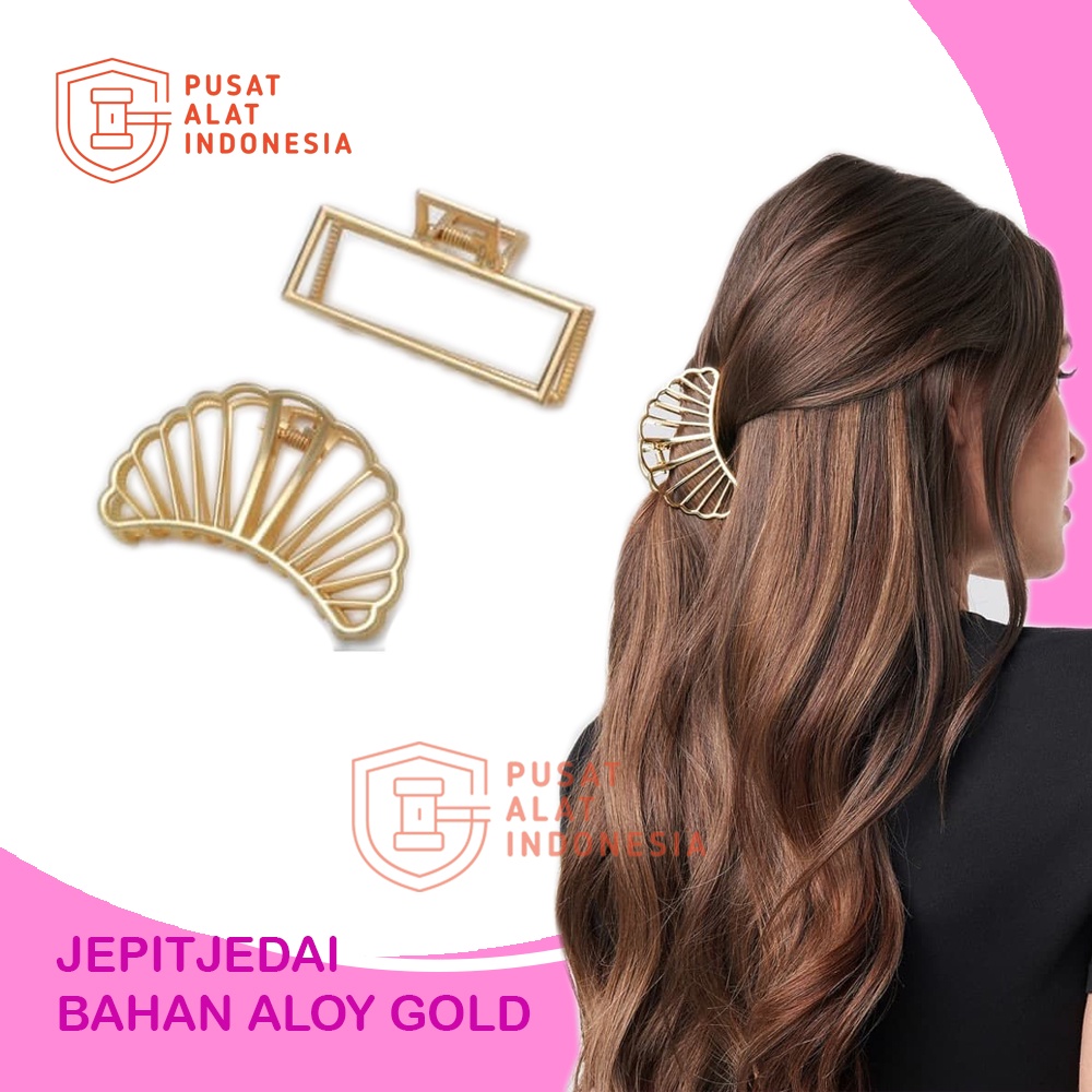 JEPIT RAMBUT GOLD MINIMALIS SIMPLE GAYA RETRO ALA KOREA LUCU AESTHETIC BAHAN ALLOY WARNA WANITA JEDAI JUMBO SR09