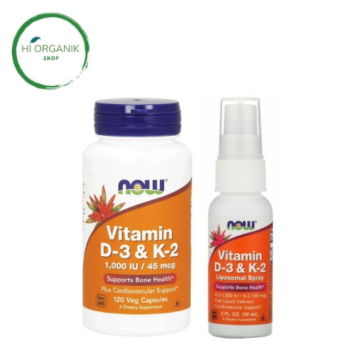 Jual Now Foods Vitamin D3 & K2 ORI USA Vit D3 K2 120 Vcaps ; D3 & K2