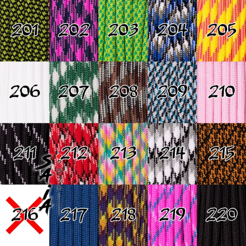 Tali paracord 4mm untuk membuat kerajinan gelang lanyard gantungan #201-220 | SAIA CRAFT