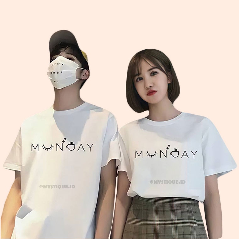 MYSTIQUE.ID-BAJU KAOS COUPLE MUNDAY T-SHIRT LUCU DAN AESTHETIC