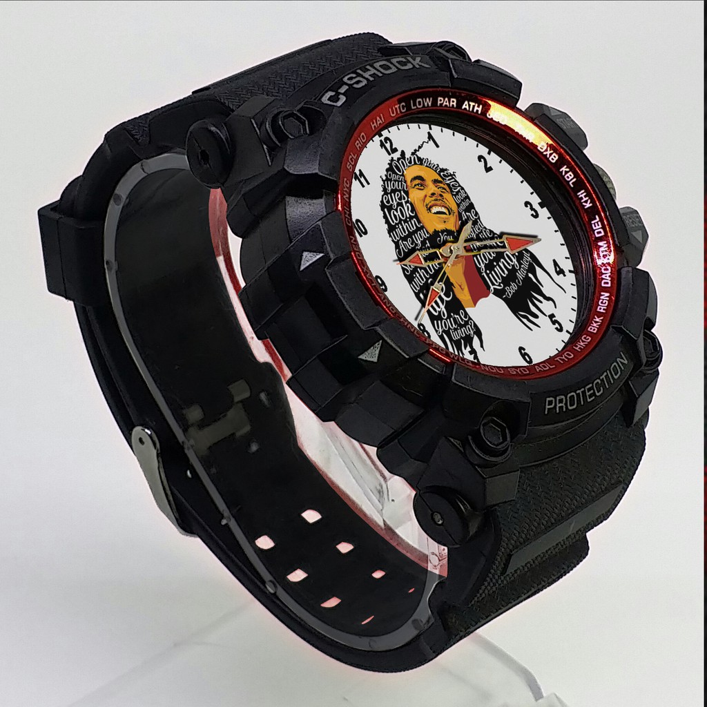 (ISTIMEWA BOSSQUE) JAM TANGAN BOB MARLEY LIST MERAH - EXCLUSIVE 7