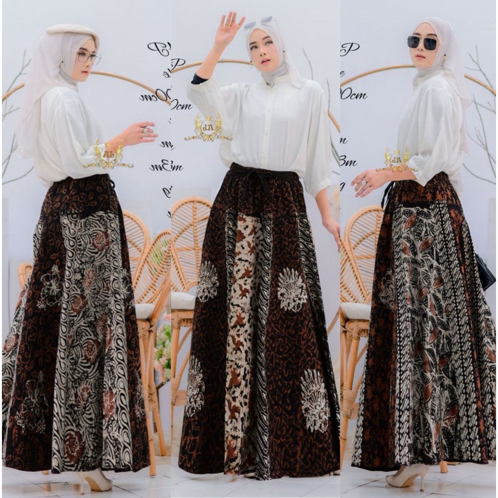 Rok Cap Selling Biru Sogan Ima SVJ Rok Sogan Batik Modern Klasik Rok Payung Batik 2020