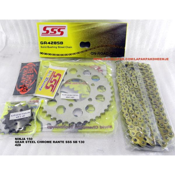 GEAR SET / GEARSET NINJA R / NINJA RR 428 / 14 / 42 RANTAI SSS SB 130 SSS ORIGINAL ( GEAR BAJA