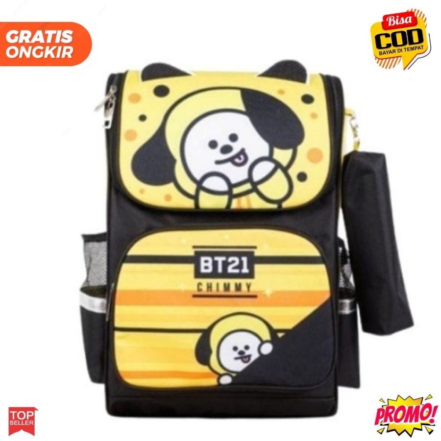 Tas Ransel Anak Sekolah / Tas Ransel Pengajian Anak Perempuan Cewek TK SD BTS BT21 Anime