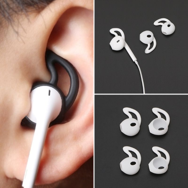 Gro 4pcs Case Silikon Dengan Kait Telinga Untuk Earphone Apple