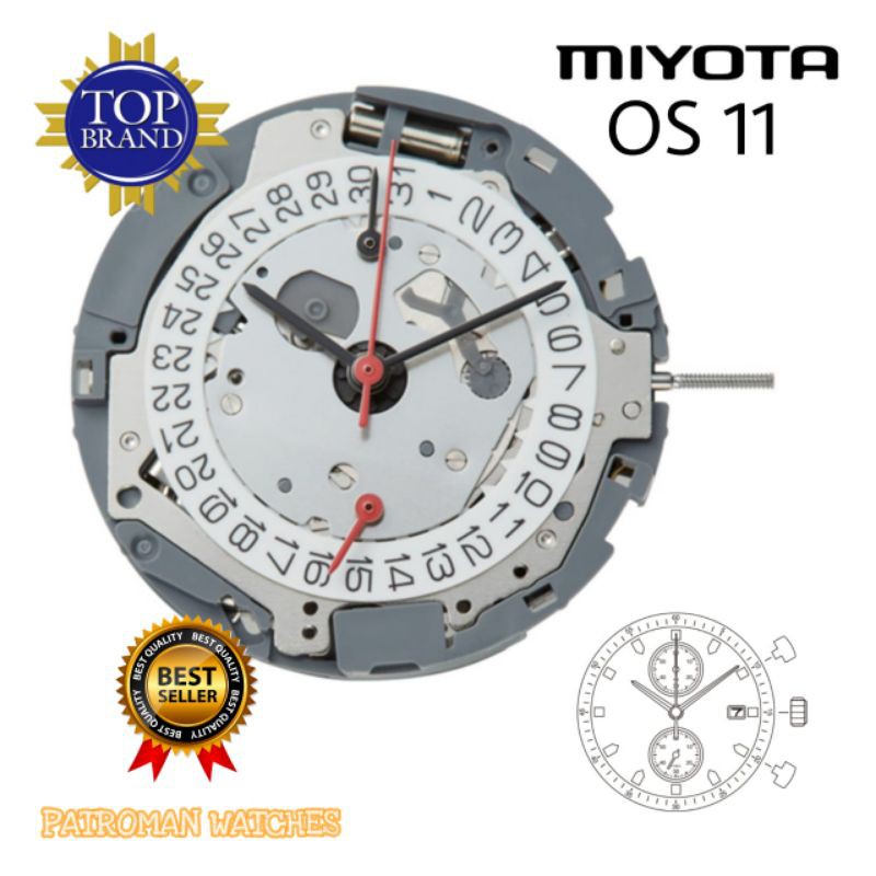 MESIN JAM EXPEDITON E6381M / E 6381M MESIN MIYOTA OS.11 OS11 CHRONOGRAPH 6-12 ORIGINAL JAPAN