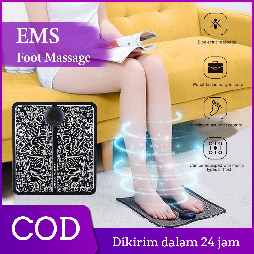 Ems Electric Foot Massage Pad Recharge Pulse Akupunktur Meningkatkan Sirkulasi Darah Pereda Nyeri